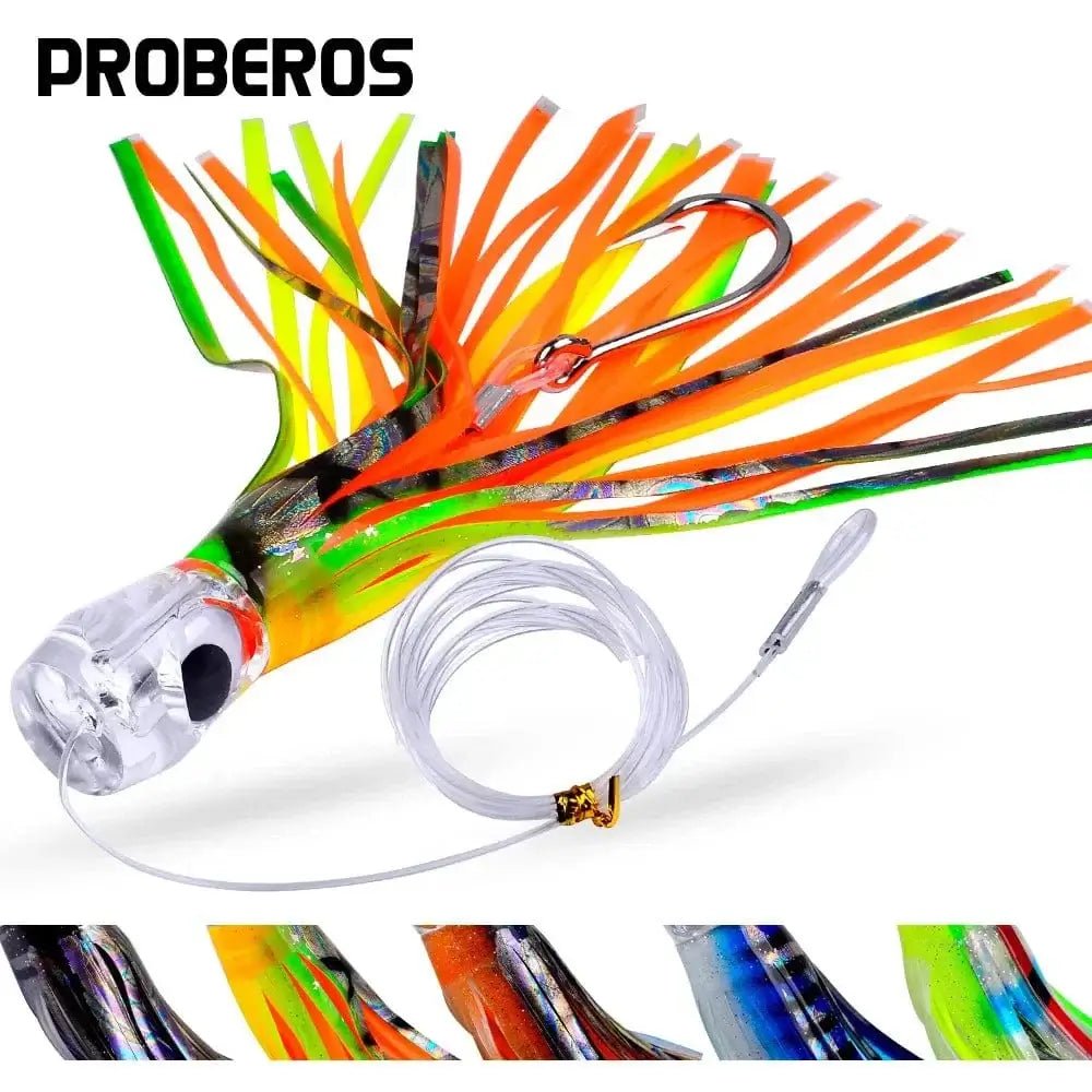 China China 17CM/70G 23CM/96G 2 Kinds of Professional Ocean Squid Boat Fishing Lures with Wire Bait and Squid Soft Lure for Trolling tuna