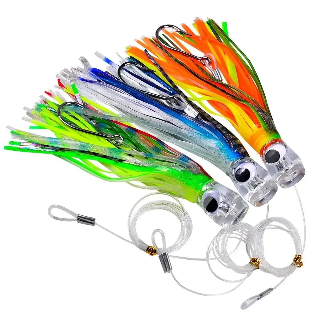 China China 17CM/70G 23CM/96G 2 Kinds of Professional Ocean Squid Boat Fishing Lures with Wire Bait and Squid Soft Lure for Trolling tuna