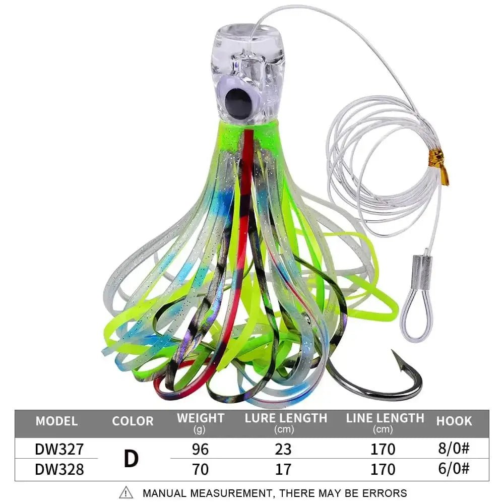 China China D / 17CM 70G 17CM/70G 23CM/96G 2 Kinds of Professional Ocean Squid Boat Fishing Lures with Wire Bait and Squid Soft Lure for Trolling tuna