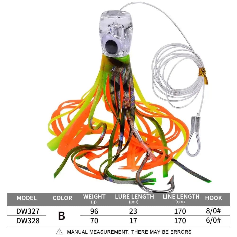 China China B / 17CM 70G 17CM/70G 23CM/96G 2 Kinds of Professional Ocean Squid Boat Fishing Lures with Wire Bait and Squid Soft Lure for Trolling tuna