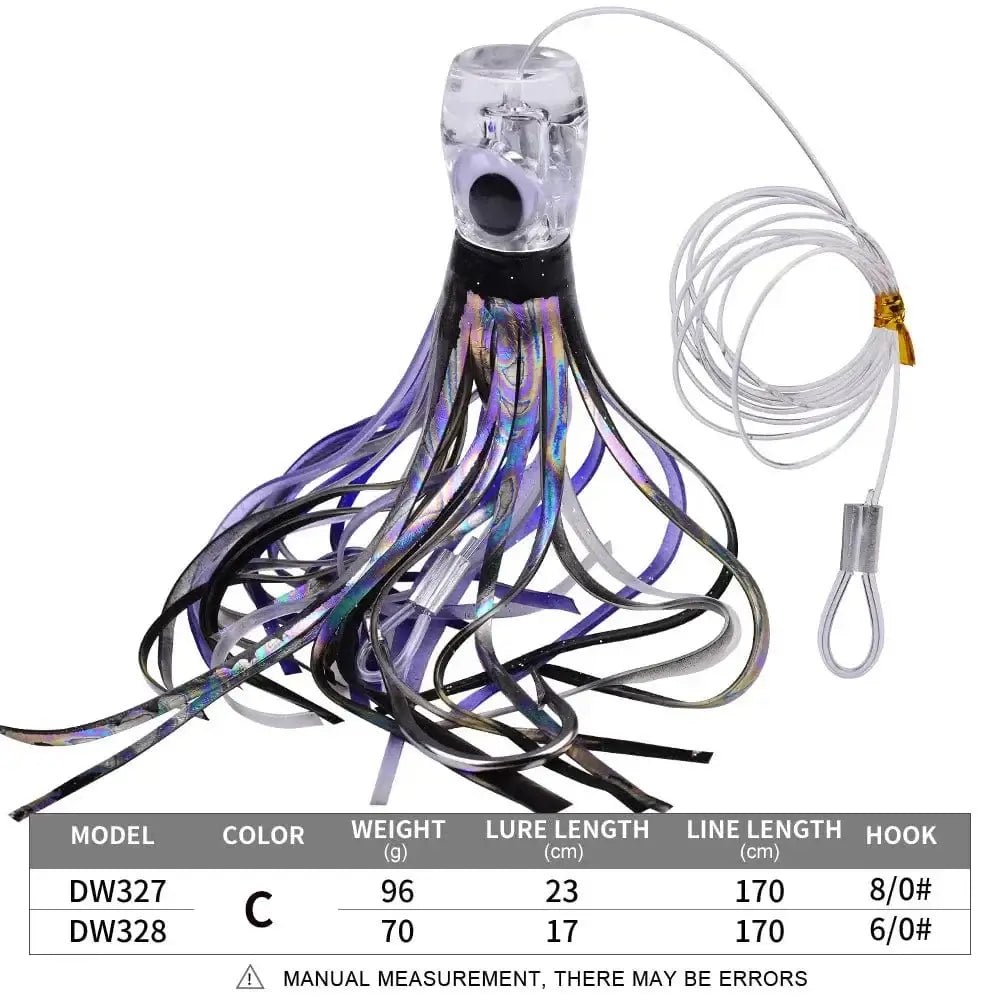 China China C / 17CM 70G 17CM/70G 23CM/96G 2 Kinds of Professional Ocean Squid Boat Fishing Lures with Wire Bait and Squid Soft Lure for Trolling tuna