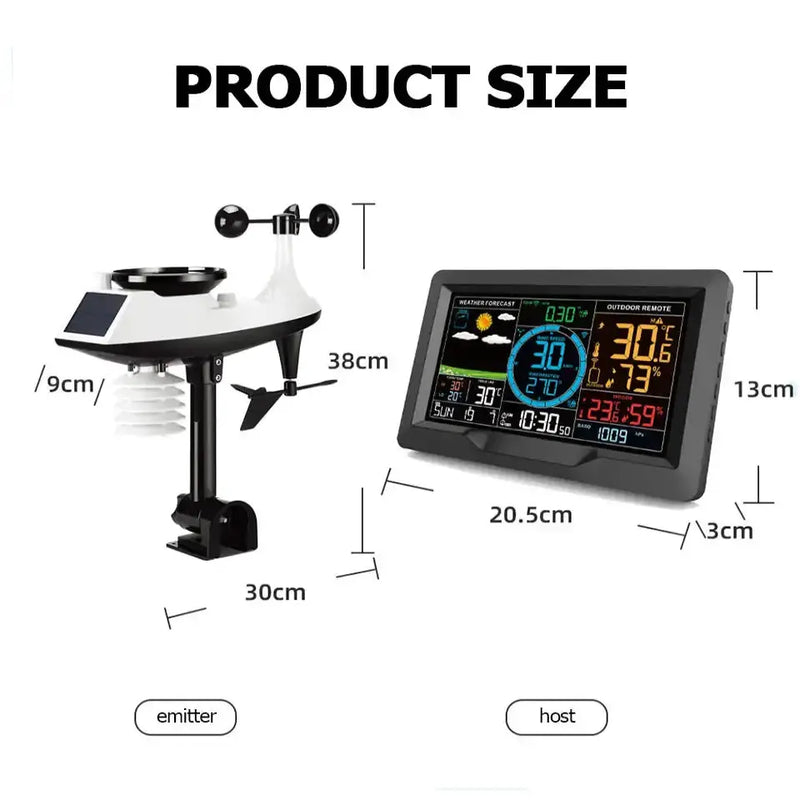 Professional Wireless Weather Station with Wind & Rain Sensors by Habicare