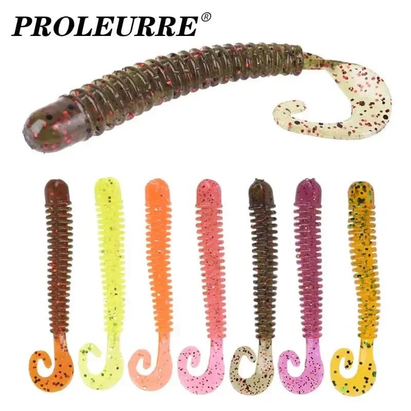 China China 20pcs/Lot Fishing Wobblers Worm Curly Jig Soft Lures 6.5cm 1.5g Smell With Salt Silicone Artificial Bait Swimbaits Bass Tackle