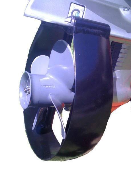 PropGuard 8HP propeller protection device for safe operation near rocks and underwater hazards.