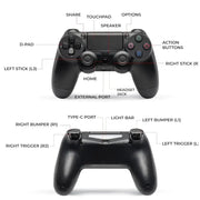 techplus PS4 Controller - Black PS4 Wireless Controller Black Third Party For PS4 Pro