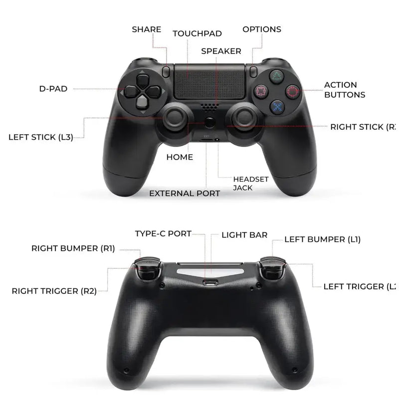techplus PS4 Controller - Black PS4 Wireless Controller Black Third Party For PS4 Pro