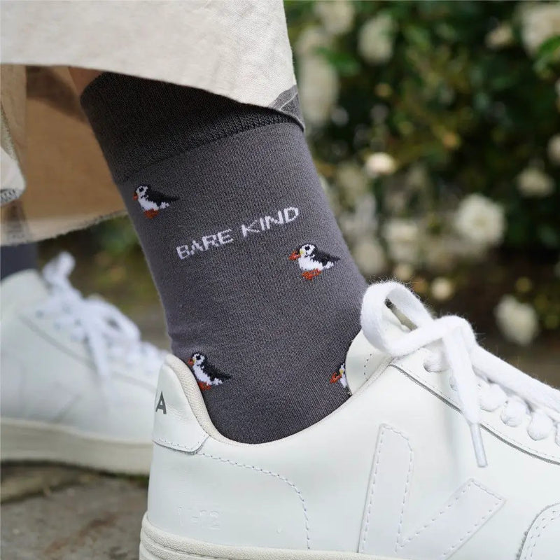Save the Puffin Small Motif Bamboo Socks by Barekind NZ
