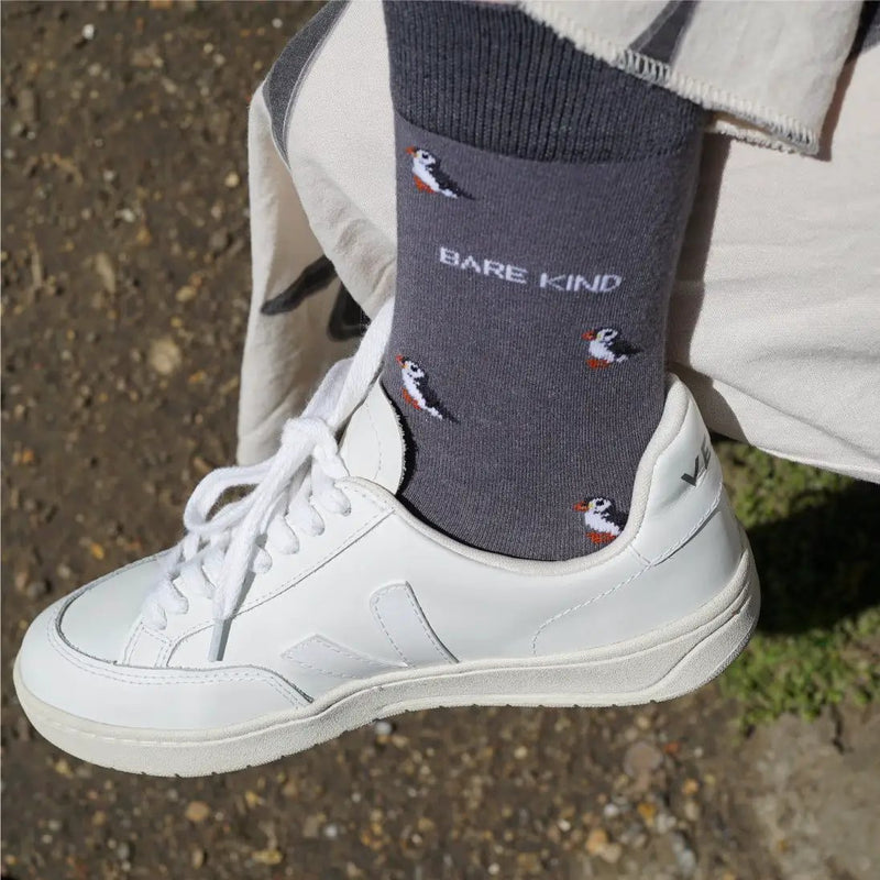 Save the Puffin Small Motif Bamboo Socks by Barekind NZ