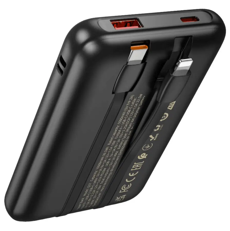 Q37 Graceful Fast Charging Power Bank 10000mAh with Built-In Cables by techplus