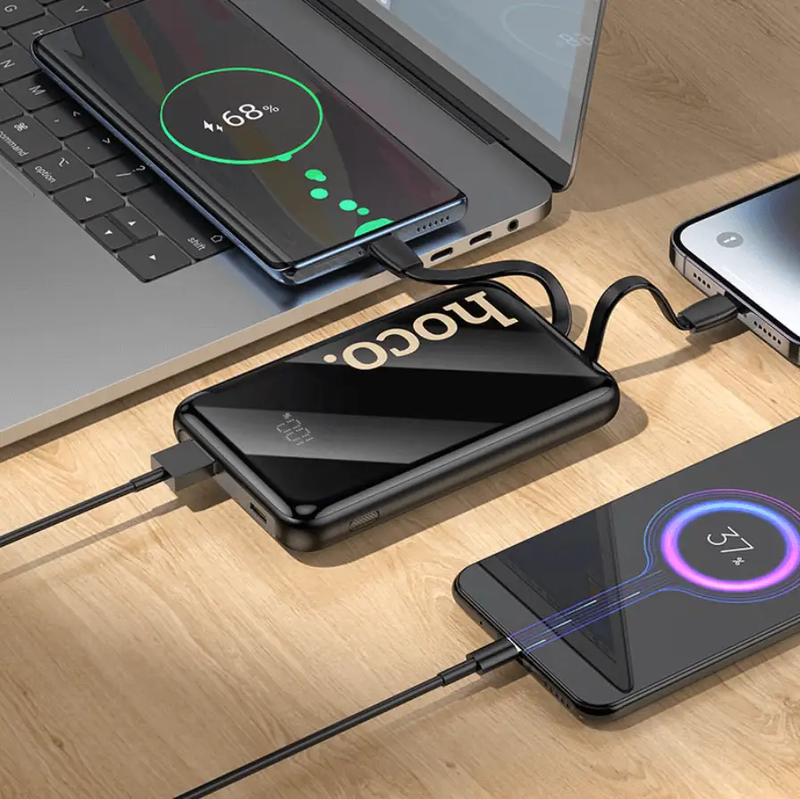 Q37 Graceful Fast Charging Power Bank 10000mAh with Built-In Cables by techplus