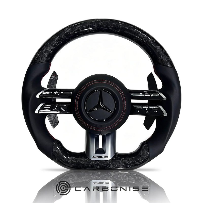 Mercedes-Benz Steering Wheel (Forged Carbon Fiber+Perforated Leather) #Q52 by CARBONISE