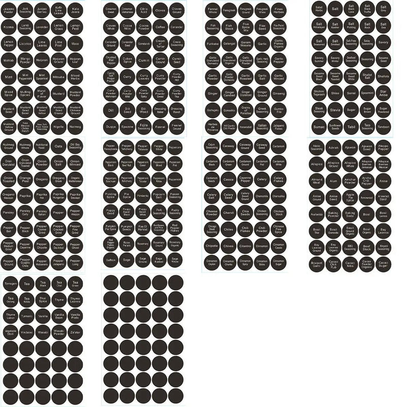 400 PCS Printed Spice Jar and Pantry Label Set Chalkboard Round Stickers Labels by salelink.co.nz