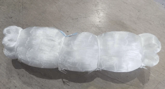 QE 36md Mullet Mesh 0.50mm x 3-5/8" x 180m Clear Mono packaging viewed from above.