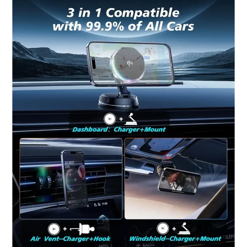 Qi2 15W Mag-Safe Car Mount Charger by Habicare