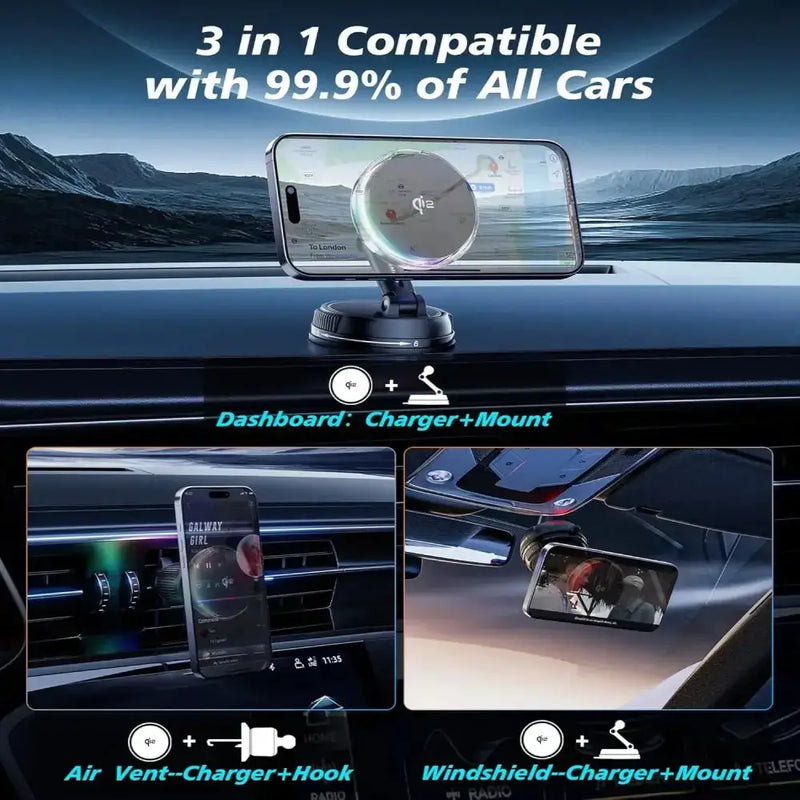 Qi2 15W Mag-Safe Car Mount Charger by Habicare