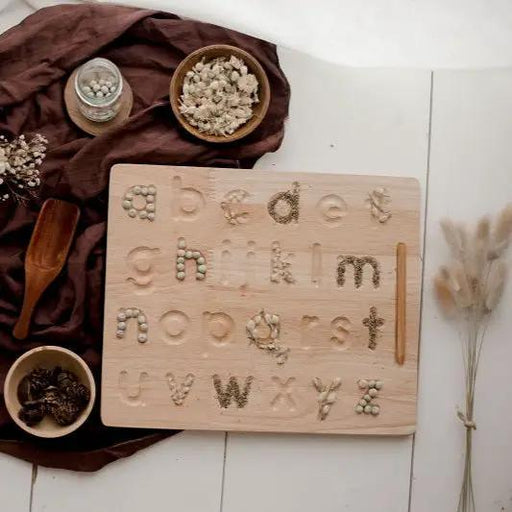 Curious Moonbeam Montessori Activity Wooden Lower Case Letter Tracing Board - QToys | Montessori Toy NZ Wooden Lower Case Letter Tracing Board - QToys | Montessori Toy NZ