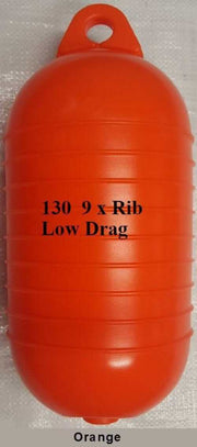 Buoy 9 RIB Low Drag 8 Colour Choices in orange color, commercial marine grade, 130mm x 315mm size.