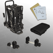 XF2 Large Fold-up/Tilting 2 Bike Rack with mounting components and instructions for use.