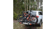 XF2 Large Fold-up/Tilting 2 Bike Rack mounted on a car, holding two bikes securely.