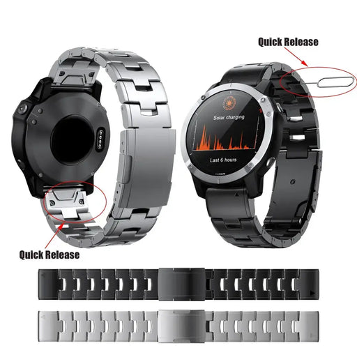 Quick Fit Titanium Strap for the Garmin Fenix/Epix/Instinct Series (22/26mm) (3 colors available) by Habicare