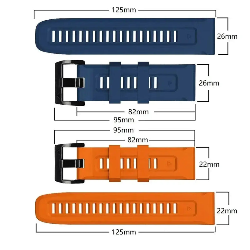 Quickfit Silicone Strap for the Garmin Watch Series (available of various range of models and 46 colours) by Habicare