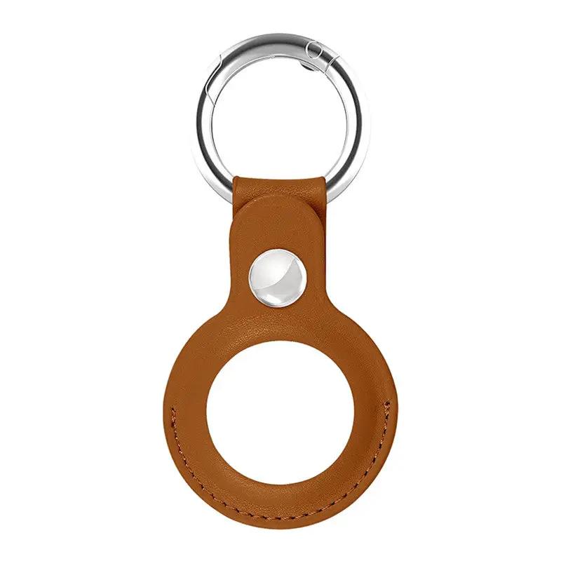 AirTag Leather Case Keyring - Brown by salelink.co.nz