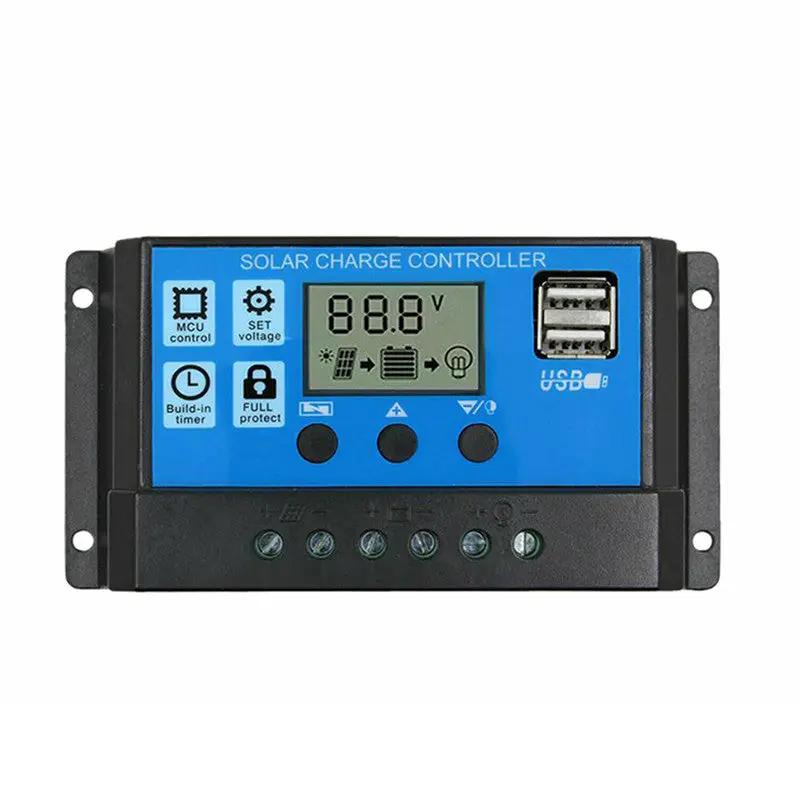 30A 12V 24V LCD PWM Solar Charge Controller With Timer USB Ports