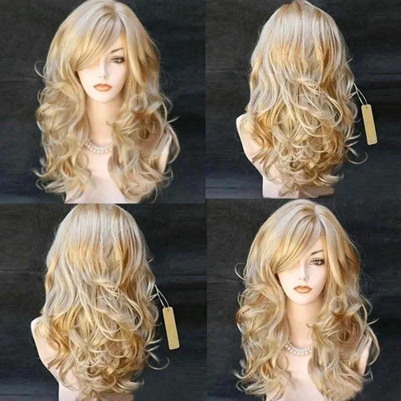 Women Long Wig Blond Synthetic Hair Full Wigs High Quality by dealonline.co.nz