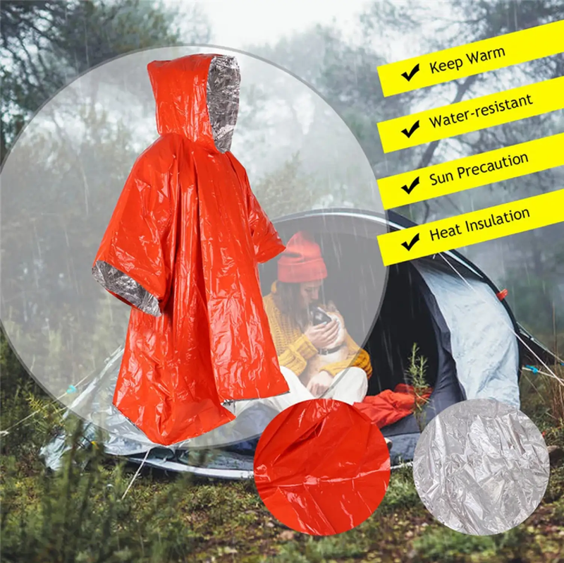 Ecotrek Emergency Thermal Blanket & Raincoat – Compact, Waterproof LCK7011 by ECOTREK