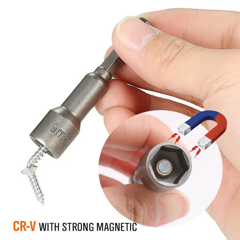 8PCS Socket Magnetic Nut Driver Set Drill Bit Adapter 1/4'' Hex Shank 6-13MM by salelink.co.nz