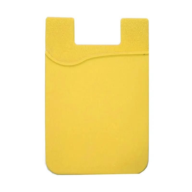 Yellow Silicone Credit Card Holder Pocket Case Wallet Sticker Phone by salelink.co.nz