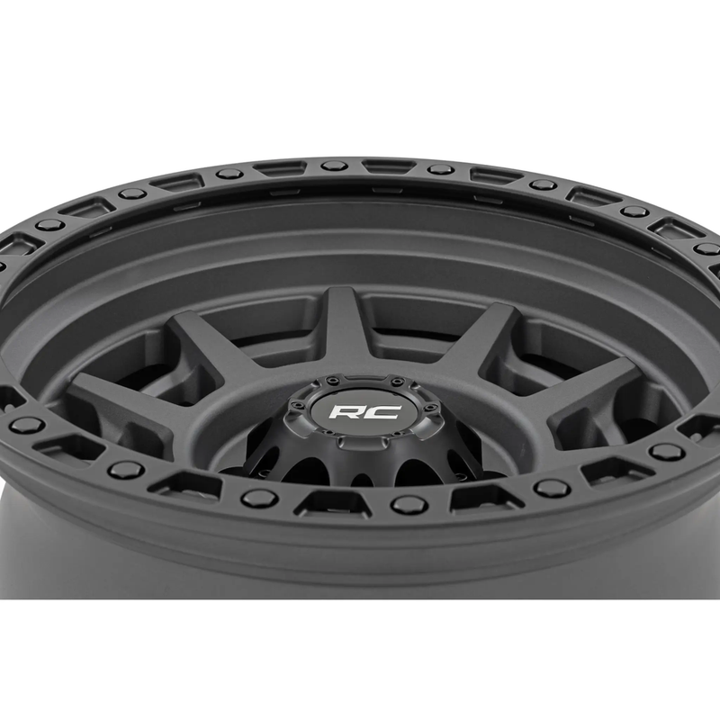 Rough Country 85 Series Wheel Simulated Beadlock Gunmetal Gray/Black by Magwarehouse.com