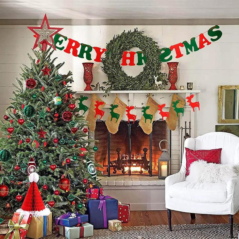 46PCS Merry Christmas Banner Decorations Bunting Sign by salelink.co.nz