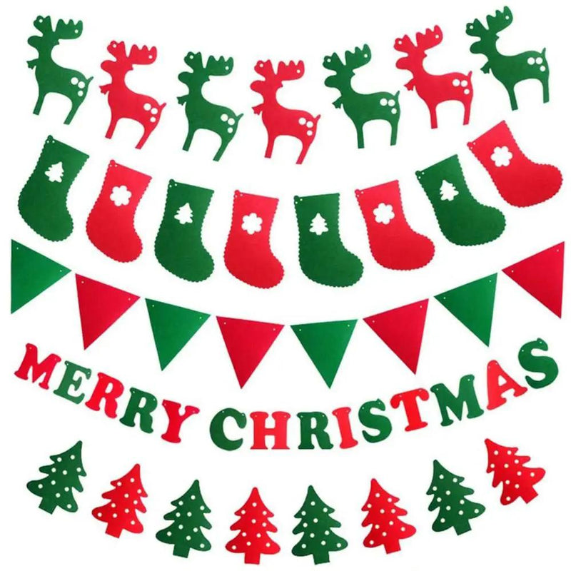46PCS Merry Christmas Banner Decorations Bunting Sign by salelink.co.nz