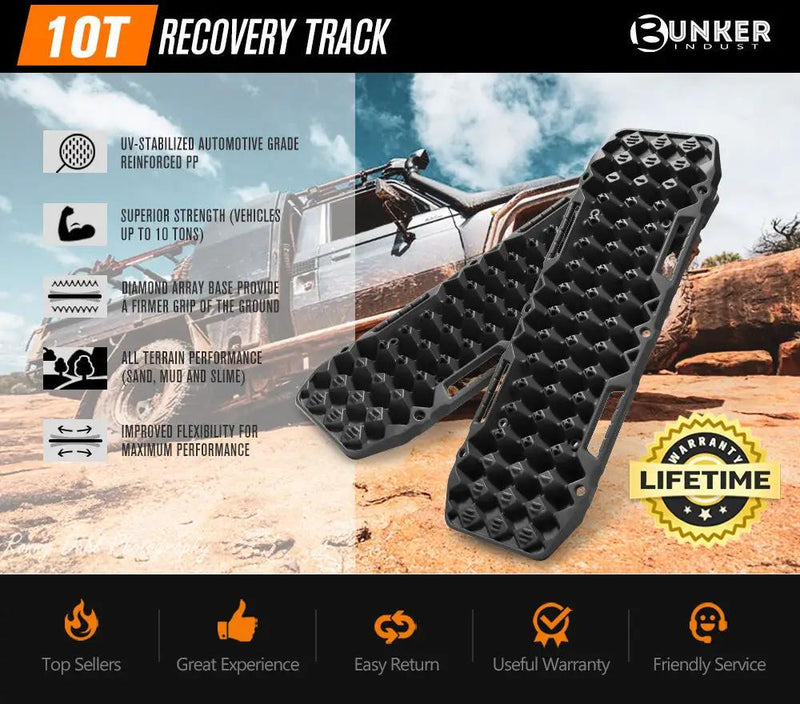 BUNKER INDUST Pair 10T Recovery Tracks - Black by Kiwi Offroad