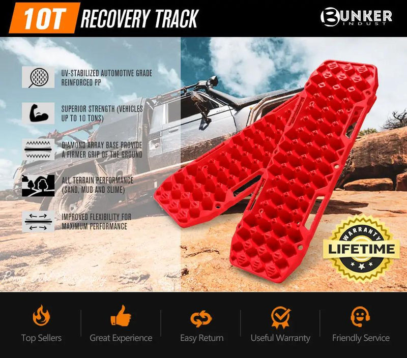 BUNKER INDUST Pair 10T Recovery Tracks - Red by Kiwi Offroad