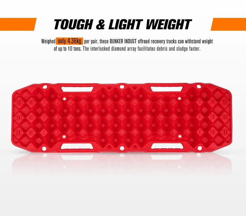 BUNKER INDUST Pair 10T Recovery Tracks - Red by Kiwi Offroad