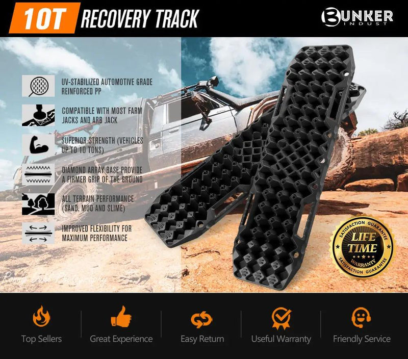 Bunker Indust Recovery Tracks Farm Jack Base 10T Board Sand Mud Snow OffRoad 4WD - Black by Kiwi Offroad