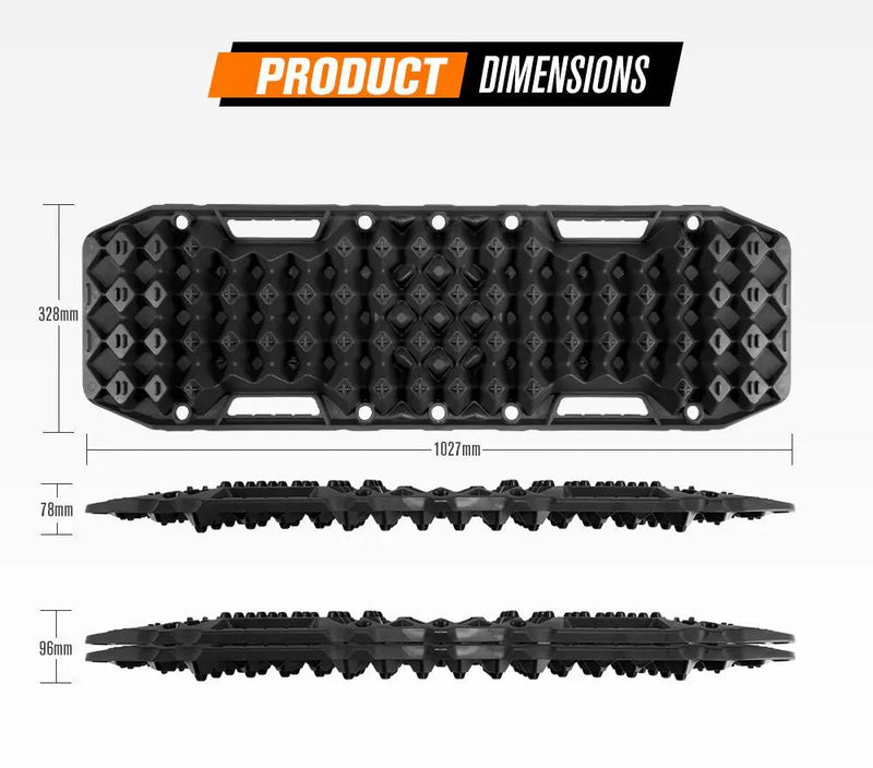Bunker Indust Recovery Tracks Farm Jack Base 10T Board Sand Mud Snow OffRoad 4WD - Black by Kiwi Offroad