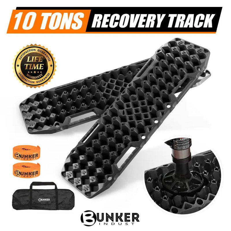 Bunker Indust Recovery Tracks Farm Jack Base 10T Board Sand Mud Snow OffRoad 4WD - Black by Kiwi Offroad