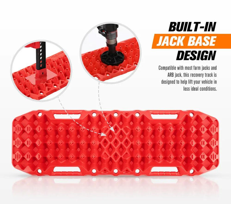 Bunker Indust Recovery Tracks Farm Jack Base 10T Board Sand Mud Snow OffRoad 4WD - Red by Kiwi Offroad