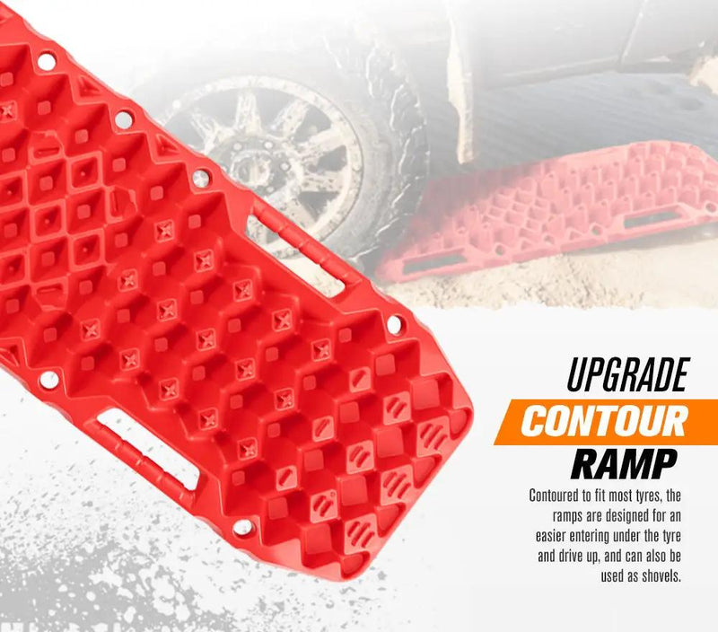 Bunker Indust Recovery Tracks Farm Jack Base 10T Board Sand Mud Snow OffRoad 4WD - Red by Kiwi Offroad