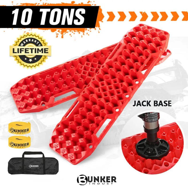 Bunker Indust Recovery Tracks Farm Jack Base 10T Board Sand Mud Snow OffRoad 4WD - Red by Kiwi Offroad