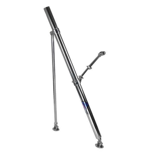 Reelax Outrigger Base Midi 1250mm (Pr) shown in stainless steel design for heavy tackle fishing.
