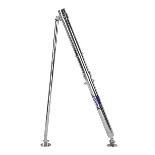 Reelax Outrigger Base Mini 1000mm (Pr) displayed at an angle, showcasing its stainless steel design.