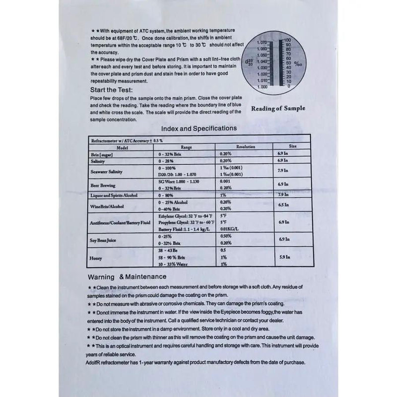 Refractometer - Salinity (0-100% - 1.000-1.070 SG) by 9eight5