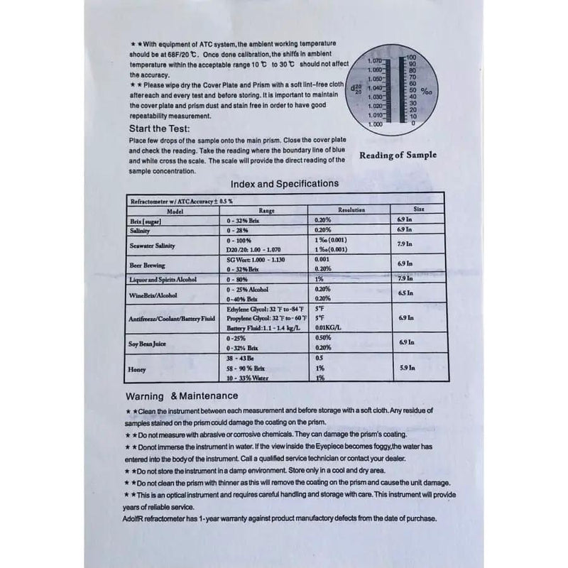 Refractometer - Sugar & Alcohol Dual Measure Refractometer (0-40% / Brix 0-25%) by 9eight5