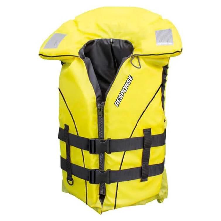 Response P100 Foam Life Jacket Youth 22-40Kg in bright yellow with adjustable straps for safety.