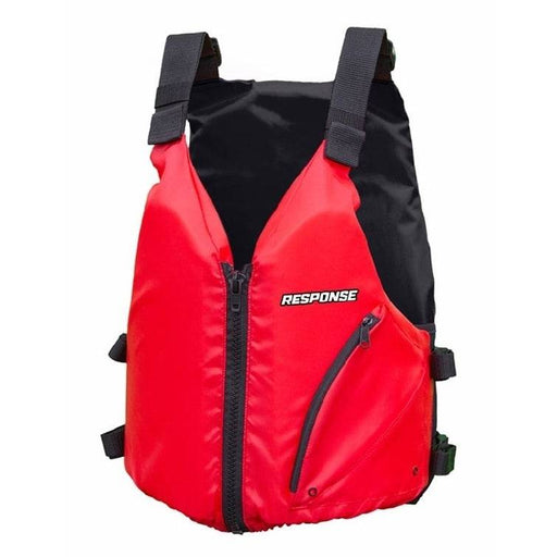 MF50 Adult Kayak 40Kg Plus Red Life Jacket featuring a lightweight design, 6-point belt closure, and zipper.