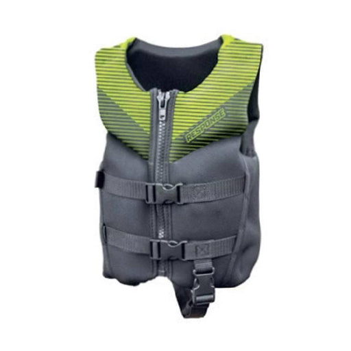 Response Neo 50S Sml Child 12-25Kg Black/Green life jacket with straps and zipper.